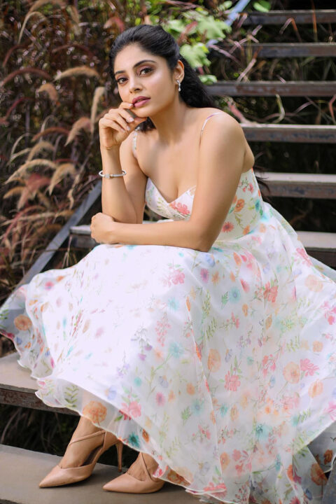 Bhavana Rao in Chic Floral Midi Dress