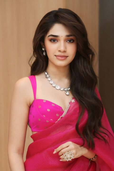 Krithi Shetty Graces ARM Meet in Elegant Pink Saree