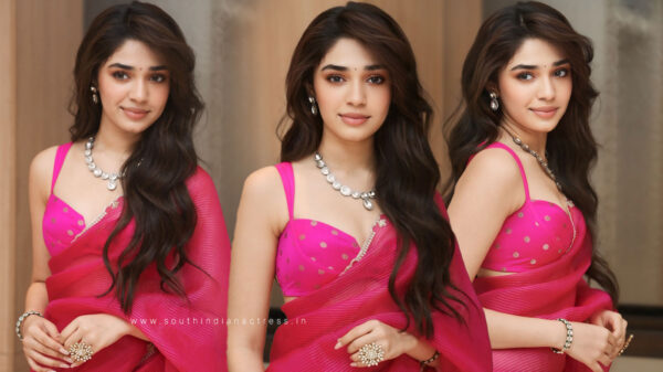 Krithi Shetty Dazzles in Pink Saree at ARM Meet