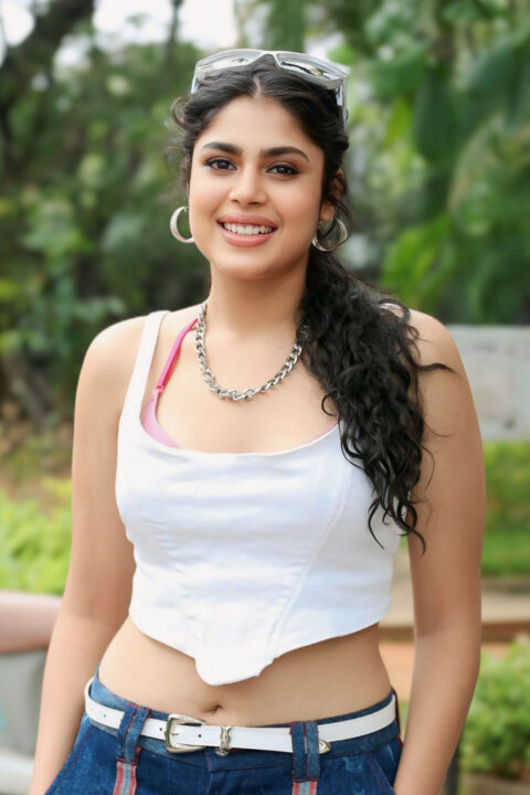 Faria Abdullah in Crop Top and Denim at Mathu Vadalara 2 Success Meet