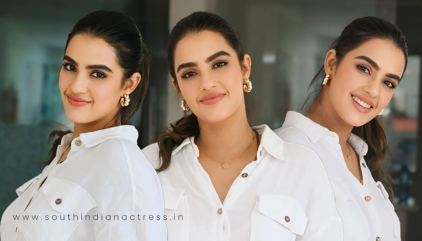 Kavya Thapar Flaunts Casual Elegance in White Shirt and Denim at Viswam Event