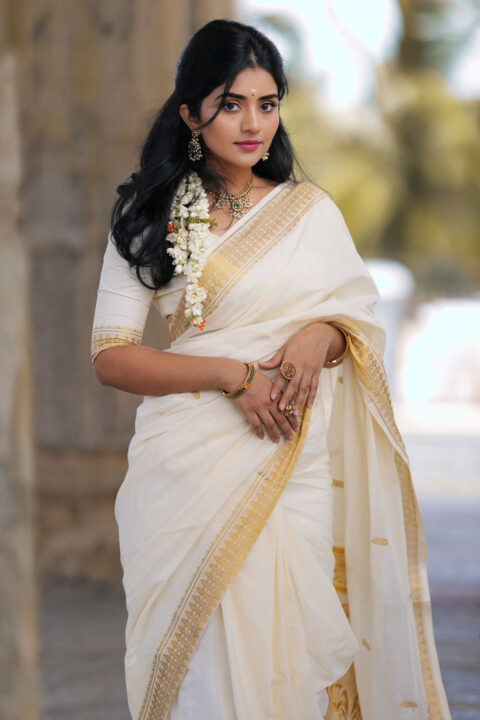 Megha Shetty Looks Ethereal in Kerala Saree for New Photoshoot