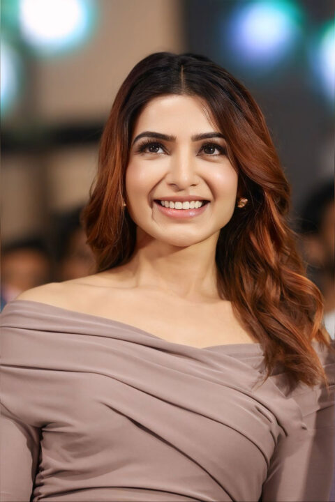 Samantha Ruth Prabhu in Chic Off-Shoulder Dress at Jigra Event