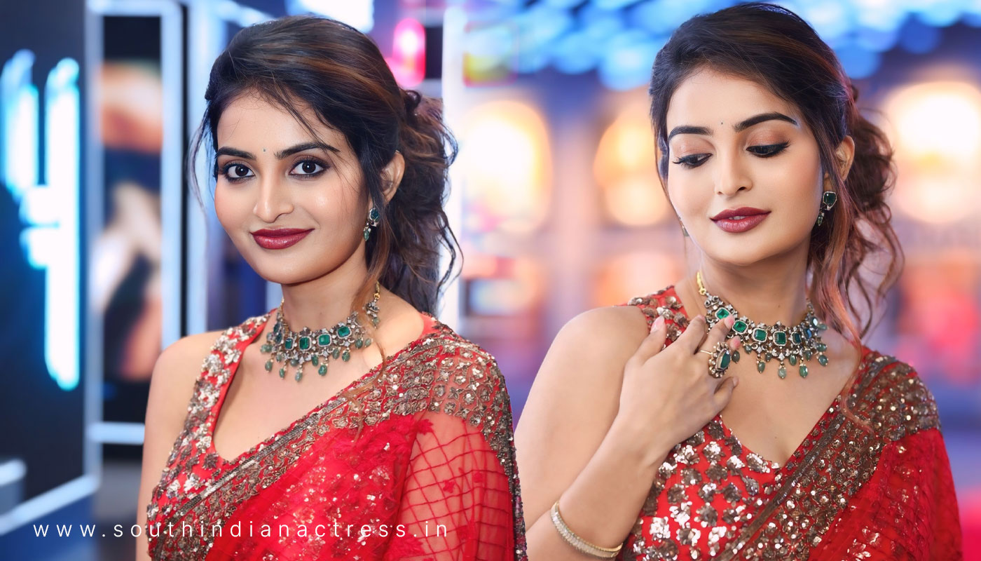 Ananya Nagalla Sizzles in Red Saree at Pottel Trailer Event