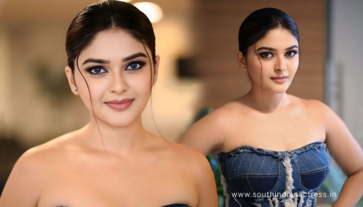 Vaibhavi Shandilya Sizzles in Off-Shoulder Denim Gown at Martin Pre-release