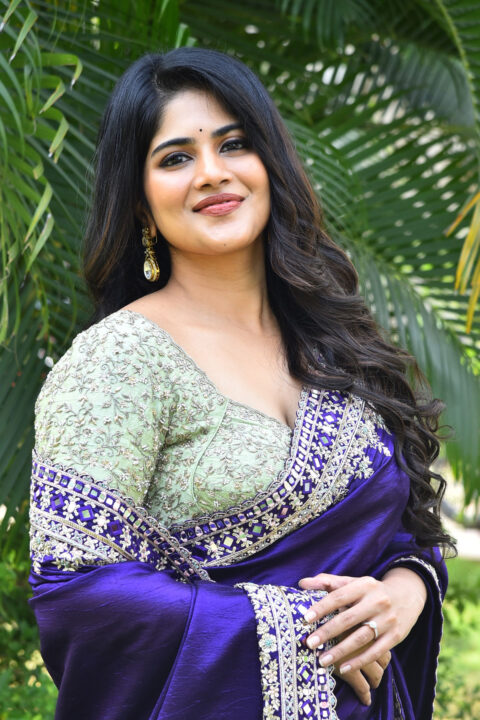 Megha Akash cleavage photos in saree