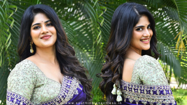 Megha Akash Stuns in Purple Saree photos