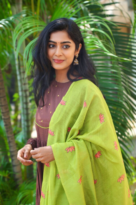 Meghalekha in Stylish Ambraee Kurta at Roti Kapada Romance Press Meet