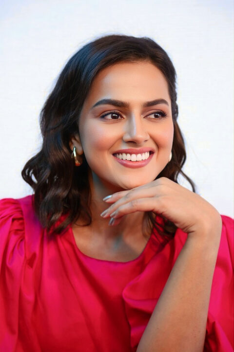 Shraddha Srinath Pink Cotton Dress at Mechanic Rocky Interview