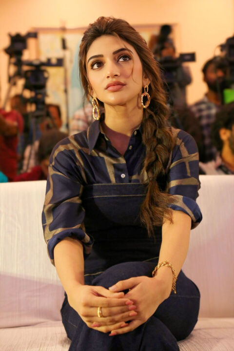 Sreeleela in Trendy Denim Top at Robinhood Telugu Movie Event