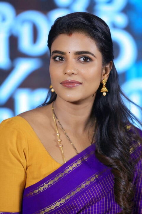 Aishwarya Rajesh Glows in Saree at Sankranthiki Vasthunnam Press Meet