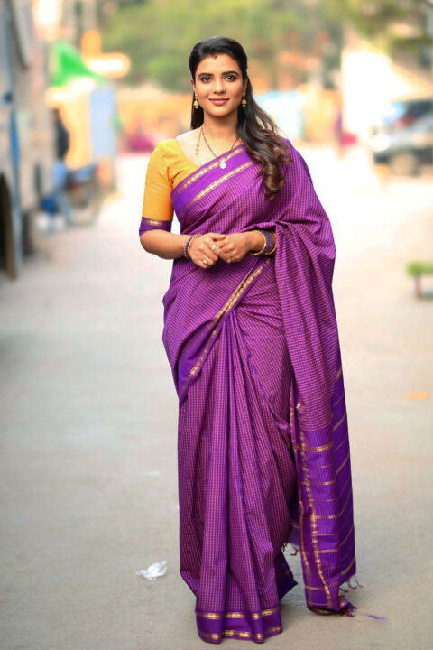 Aishwarya Rajesh Shines in Saree at Sankranthiki Vasthunnam Event