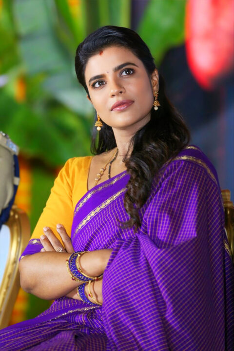 Aishwarya Rajesh in Saree at Sankranthiki Vasthunnam Release Date Meet