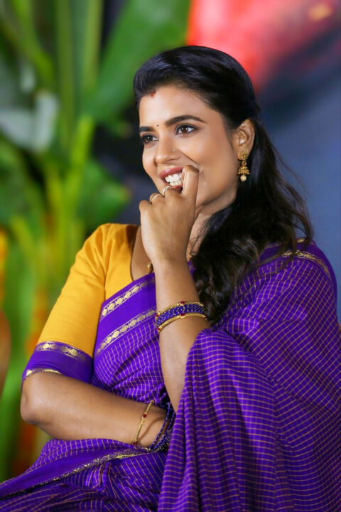 Aishwarya Rajesh in Saree at Sankranthiki Vasthunnam Release Meet