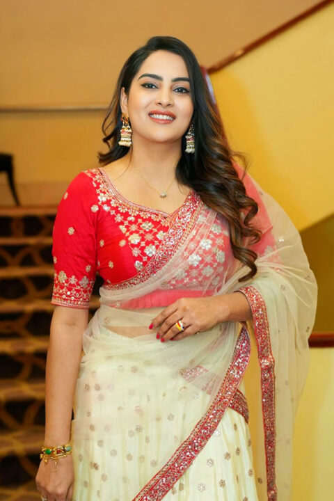 Himaja Stuns in Half Saree at Sutraa Fashion Exhibition