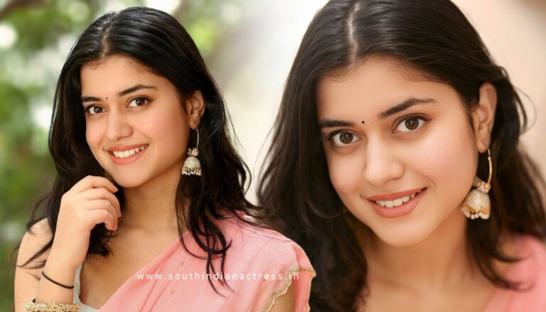 Aishwarya Sharma Glows in Peach Saree at Drinker Sai Interview