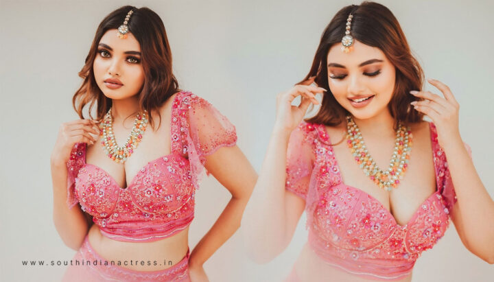 Aneena Angala Joseph Looks Glamorous in Pink Lehenga