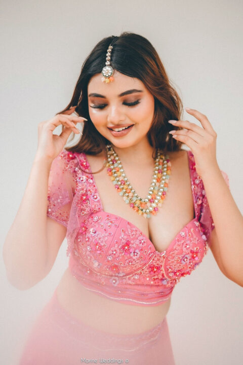 Aneena Angala Joseph in Stunning Pink Embroidered Lehenga