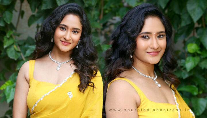 Manika Chikkala in Yellow Saree at Dhandoraa Movie Launch