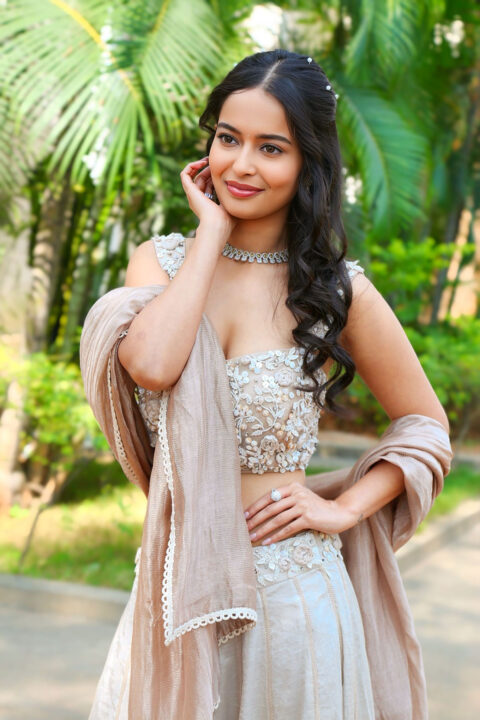 Megna Mukherjee Shines in Peach Lehenga at Barabar Premistha Press Meet