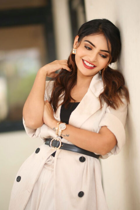 Ananya Nagalla in Blazer for Srikakulam SherlockHolmes Press Meet