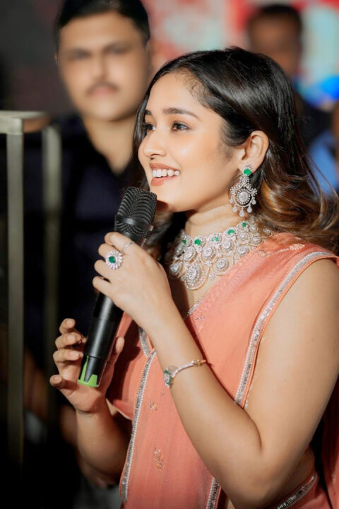 Anikha Surendran Stylish Saree Look at Bhima Jewellery Launch