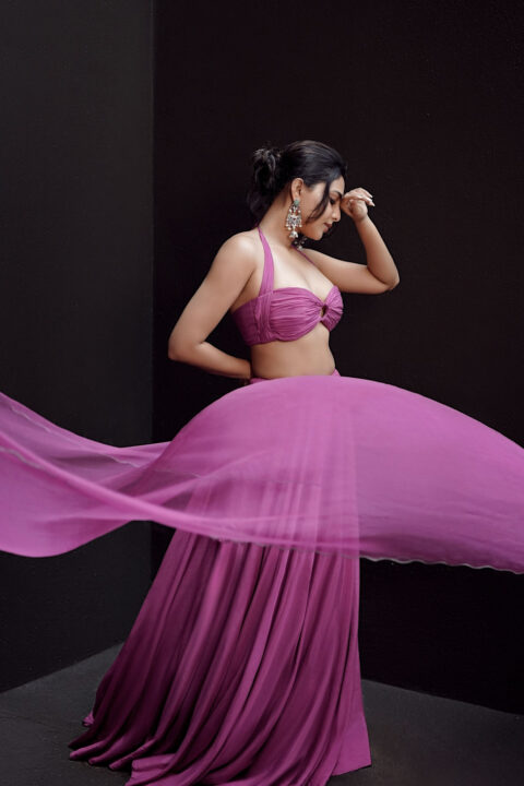 Aishwarya Lekshmi Sizzles in Purple Lehenga by Baise Gaba