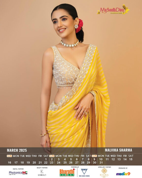 Malvika Sharma in My South Diva Calendar 2025 March month