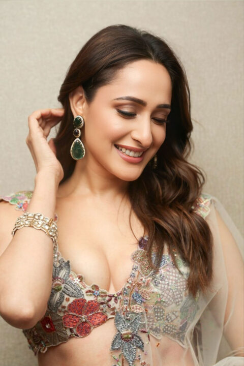 Pragya Jaiswal Shines in Net Ruffle Lehenga at Daaku Maharaj Pre-release