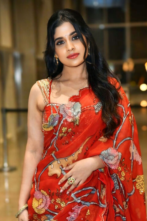 Aishwarya Hollakal Shines in Kalamkari Saree at Brahma Anandam Event