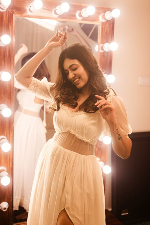 Anju Kurian Stunning White Lace Victorian Vintage Wedding Dress Look