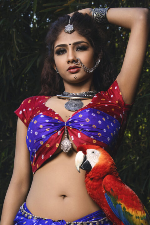 Aaradhya Devi Sizzles in Traditional Bandhani Saree Photoshoot