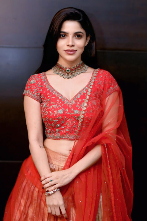 Divyabharathi Elegant Red Lehenga Look at Kingston Pre-Release Event