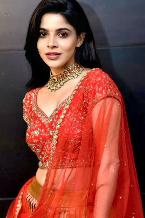 Divyabharathi Glows in Red Lehenga at Kingston Pre-Release Event