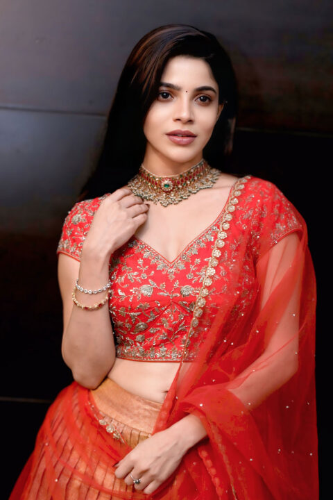 Divyabharathi Radiates in Red Lehenga at Kingston Pre-Release Event