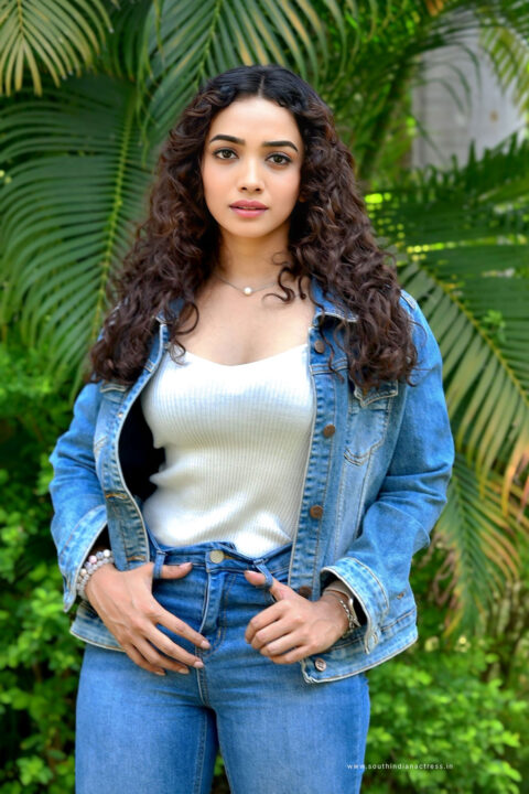 Saanve Megghana Casual Look in Denim at Tuk Tuk Teaser Launch