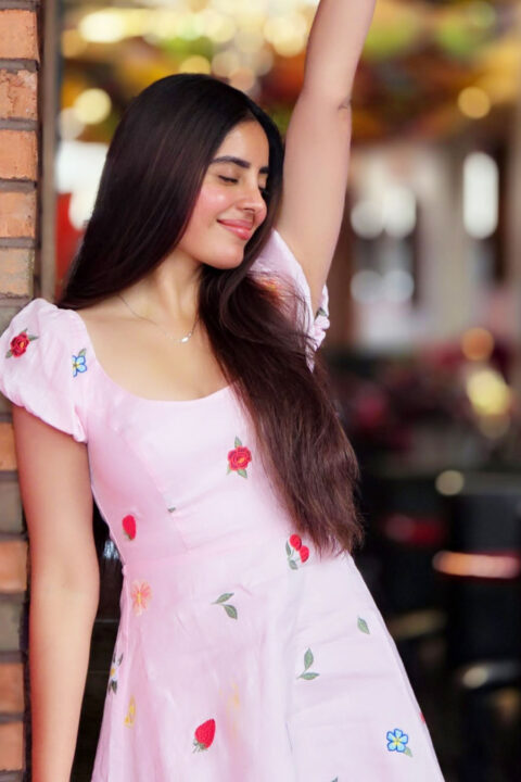 Kushita Kallapu models elegance in Forever New pastel mini
