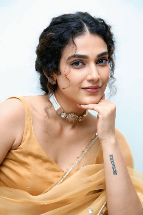 Aakanksha Singh glows in yellow saree at Shashtipoorthi interview