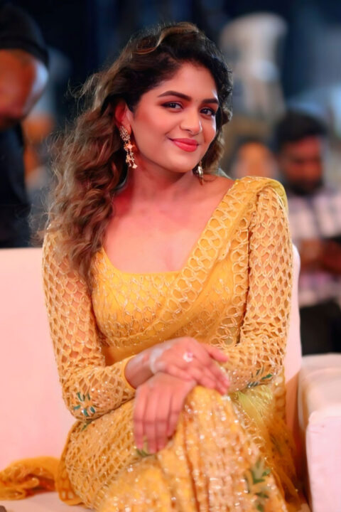 Aditi Shankar goes ethnic chic for Bhairavam trailer presentation