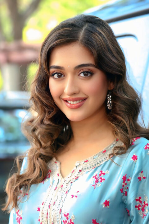 Gayatri Bharadwaj in elegant blue kurta at Telugu movie Cult launch