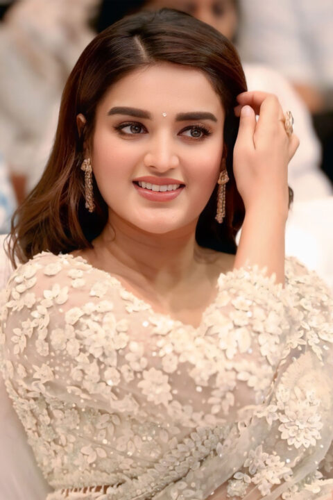 Nidhhi Agerwal dazzles in white at Hari Hara Veera Mallu song launch