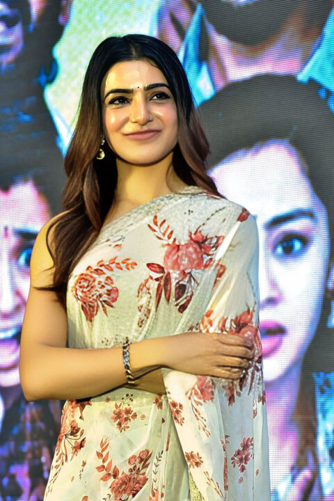 Samantha sets style goals in floral ethnic wear at Subham success meet