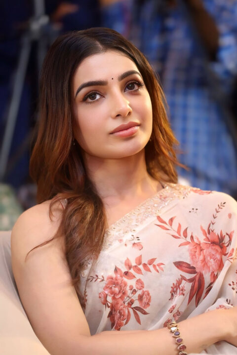 Samantha in floral saree look at Telugu movie Subham success meet goes viral