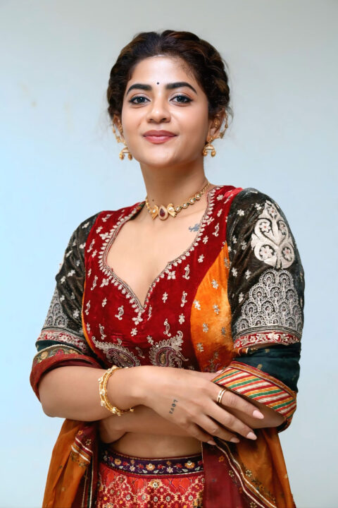 Abhignya Vuthaluru in Elegant Attire at Viraatapalem Premiere