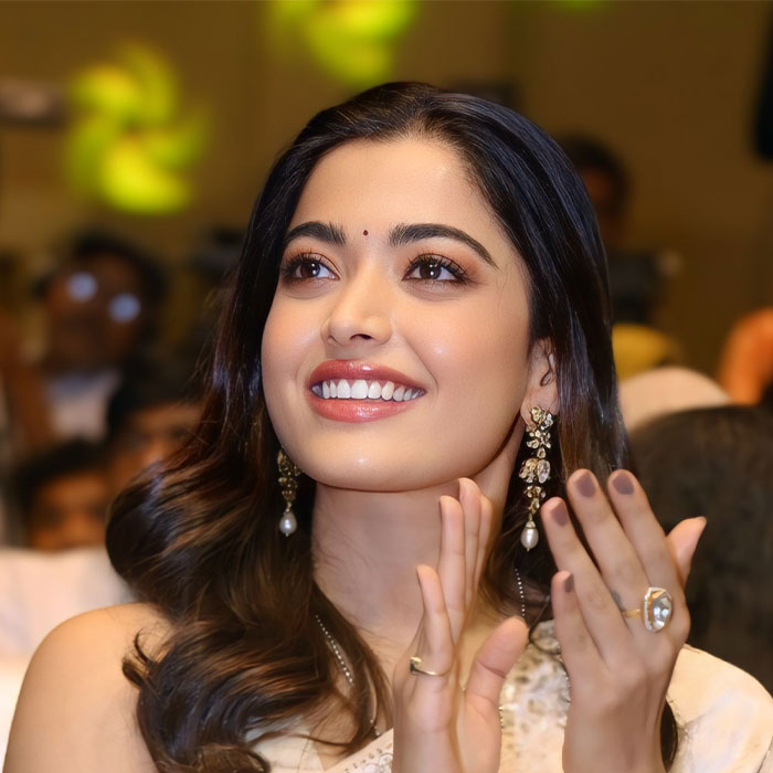 Rashmika Mandanna in Beautiful Saree at Kuberaa Event