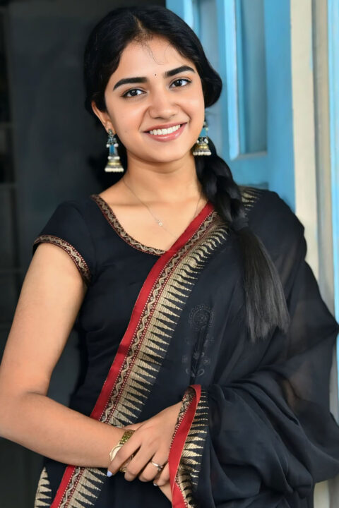 Malavika Manoj impresses fans in embroidered suit for Oh Bhama Ayyo Rama media talk