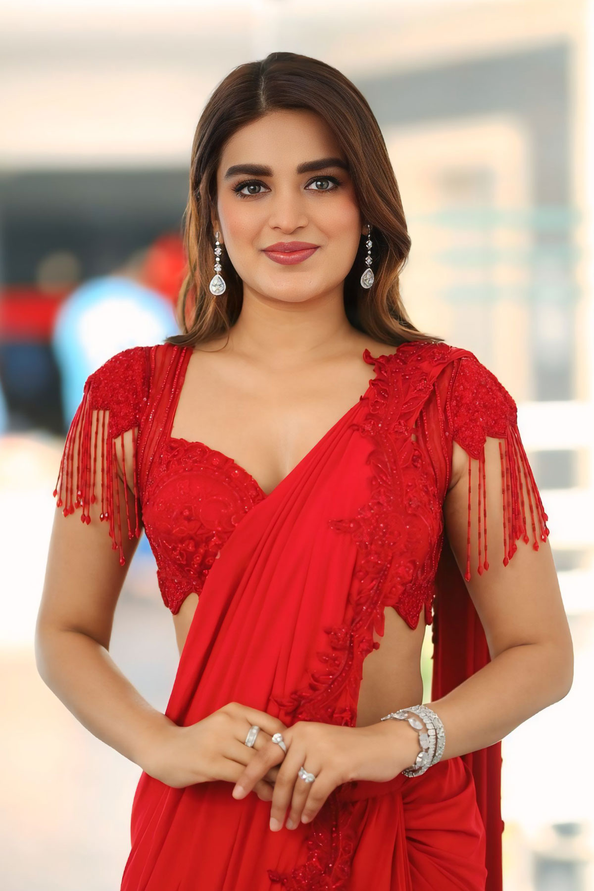 Nidhhi Agerwal Fiery Look for Hari Hara Veera Mallu Interview