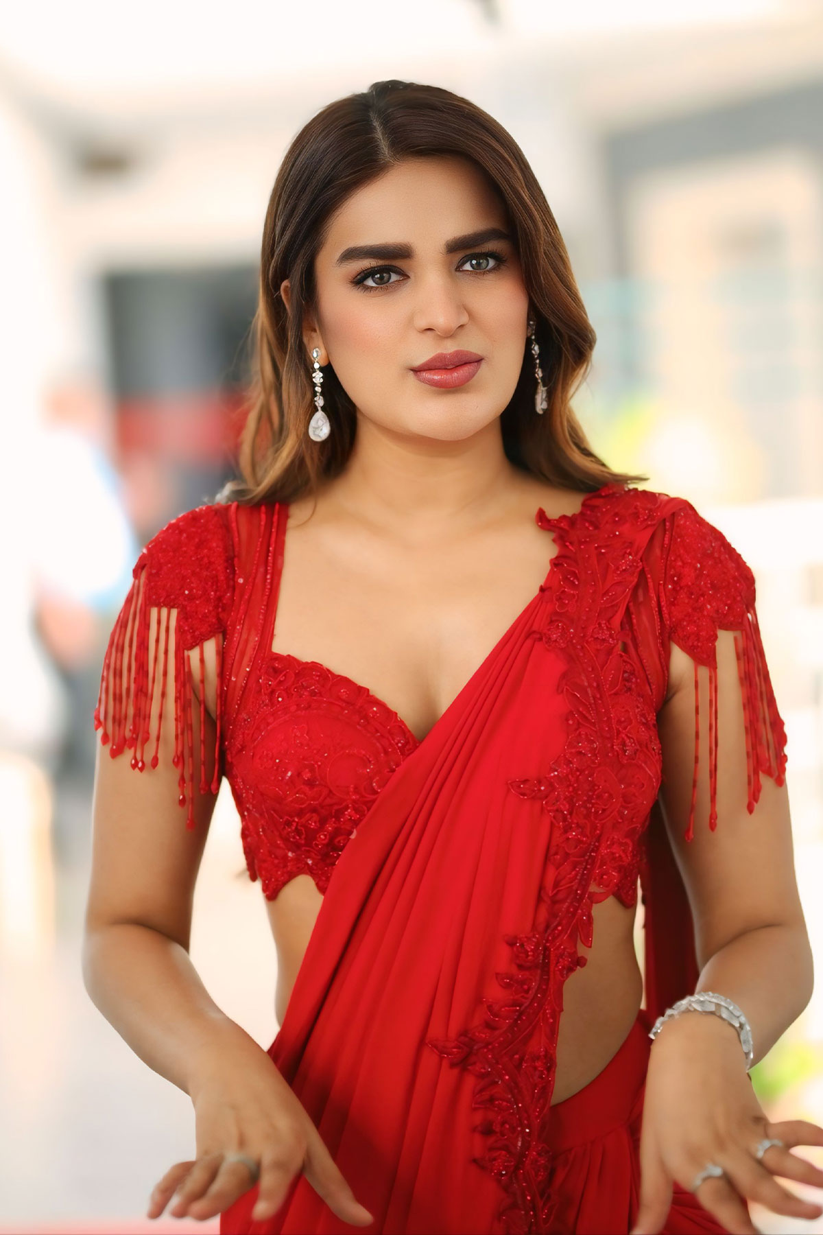 Nidhhi Agerwal’s Stunning Look at Hari Hara Veera Mallu Interview