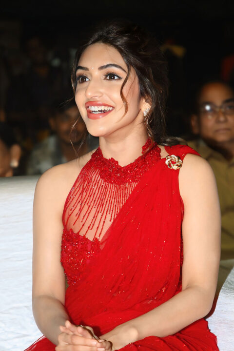 Sreeleela shines bright in scarlet saree for Junior