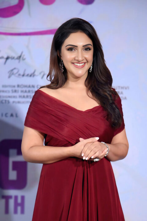 Sridevi Vijaykumar Classic Maroon Gown Look for Sundarakanda